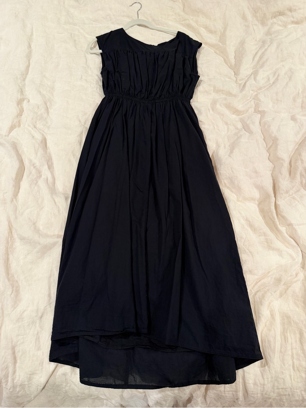 Toteme Women’s Black Sleeveless Gathered-Waist Cotton Dress